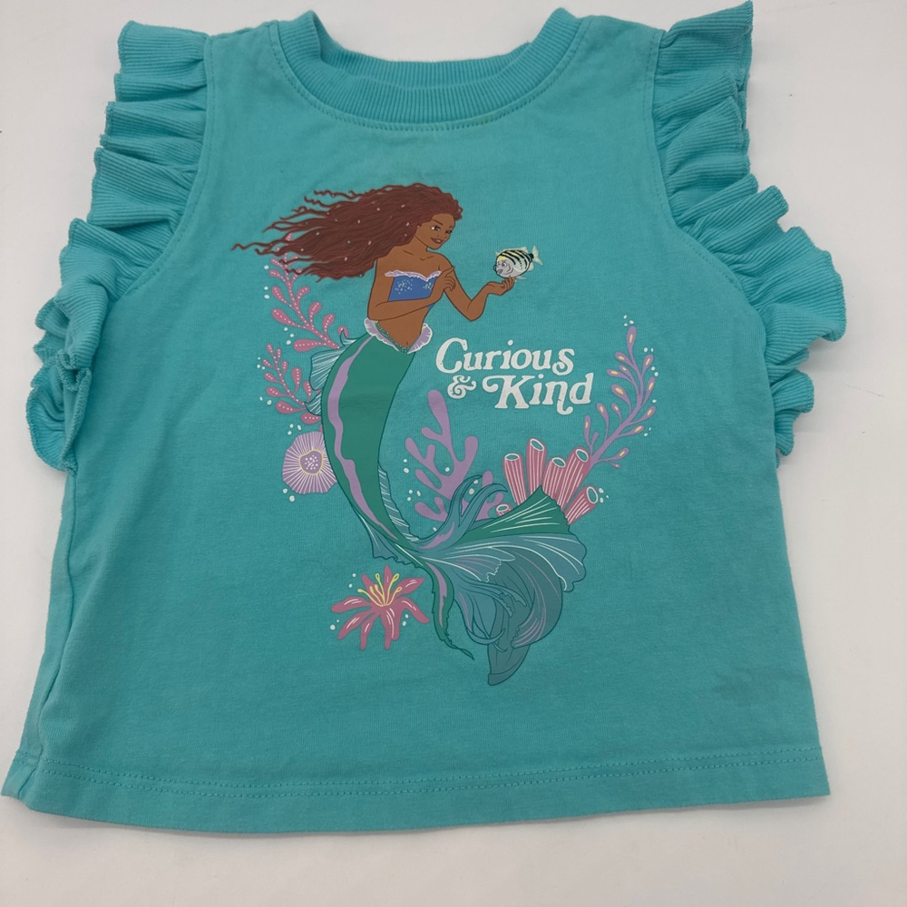 DISNEY Teal Little Mermaid Ruffle Short Sleeve Tee 2/3T